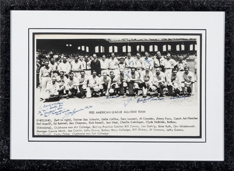 1933 American League All Star Team Signed Framed 21 x 28 Photograph with 8 Signatures (PSA/DNA)